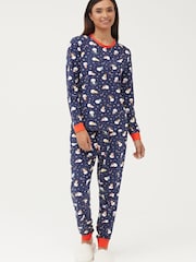 Society 8 Navy Snowman Matching Family Snowman Christmas PJ Set - Image 2 of 5