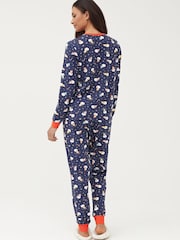 Society 8 Navy Snowman Matching Family Snowman Christmas PJ Set - Image 3 of 5
