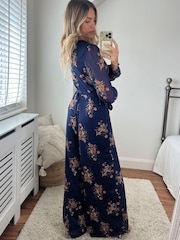 Style Cheat Navy Floral Carly Wide Leg Wrap Jumpsuit - Image 2 of 4