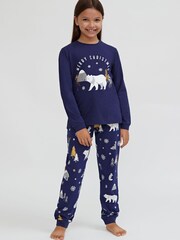 Society 8 Navy Forest Polarbear Matching Family Christmas Forest PJ Set - Image 2 of 5