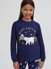 Society 8 Navy Forest Polarbear Matching Family Christmas Forest PJ Set - Image 3 of 5