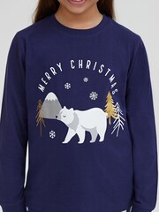 Society 8 Navy Forest Polarbear Matching Family Christmas Forest PJ Set - Image 4 of 5
