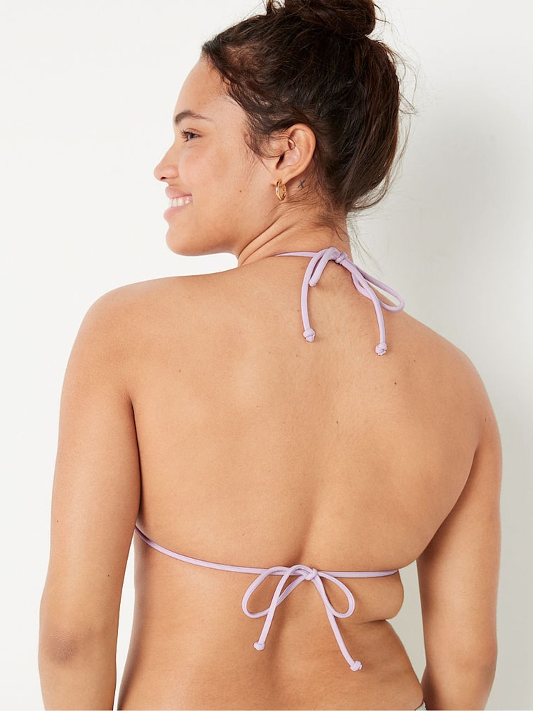 Victoria's Secret PINK Purple Multi Crinkle Triangle Halterneck Bikini Top - Image 2 of 5