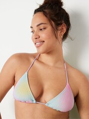 Victoria's Secret PINK Purple Multi Crinkle Triangle Halterneck Bikini Top - Image 3 of 5