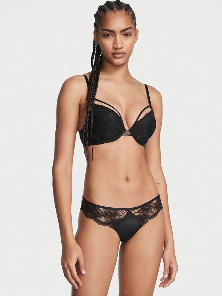 Victoria's Secret Black Fishnet Floral Thong Knickers - Image 1 of 1 Victoria's Secret Black Fishnet Floral Thong Knickers - Image 1 of 1