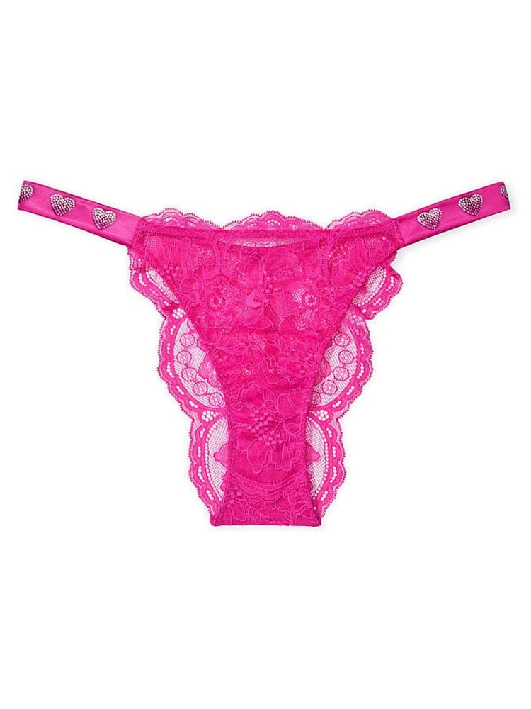 Victoria's Secret Fuchsia Frenzy Pink Lace Brazilian Shine Strap Knickers - Image 3 of 3 Victoria's Secret Fuchsia Frenzy Pink Lace Brazilian Shine Strap Knickers - Image 3 of 3
