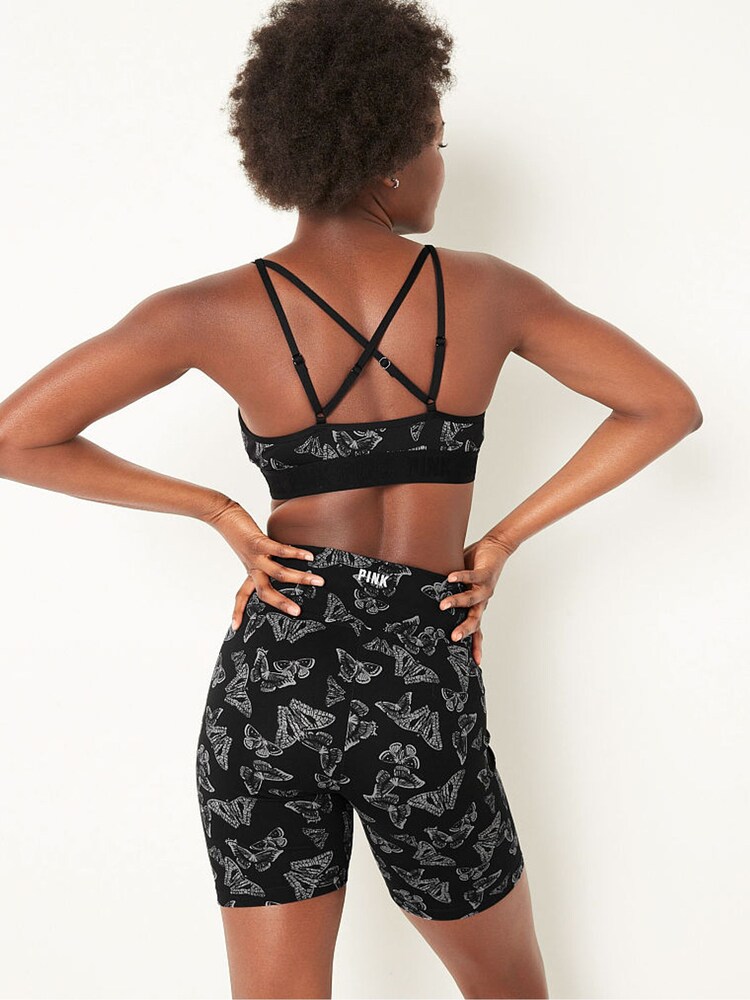 Victoria's Secret PINK Pure Black Butterflies Ruched Cycling Short - Image 2 of 3