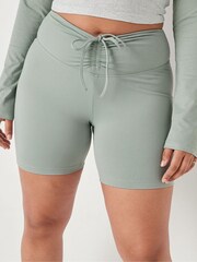 Victoria's Secret PINK Iceberg Green Ruched Cycling Short - Image 1 of 3