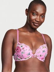 Victoria's Secret Pink Chiffon Push Up Embroidered Demi Bra - Image 1 of 3