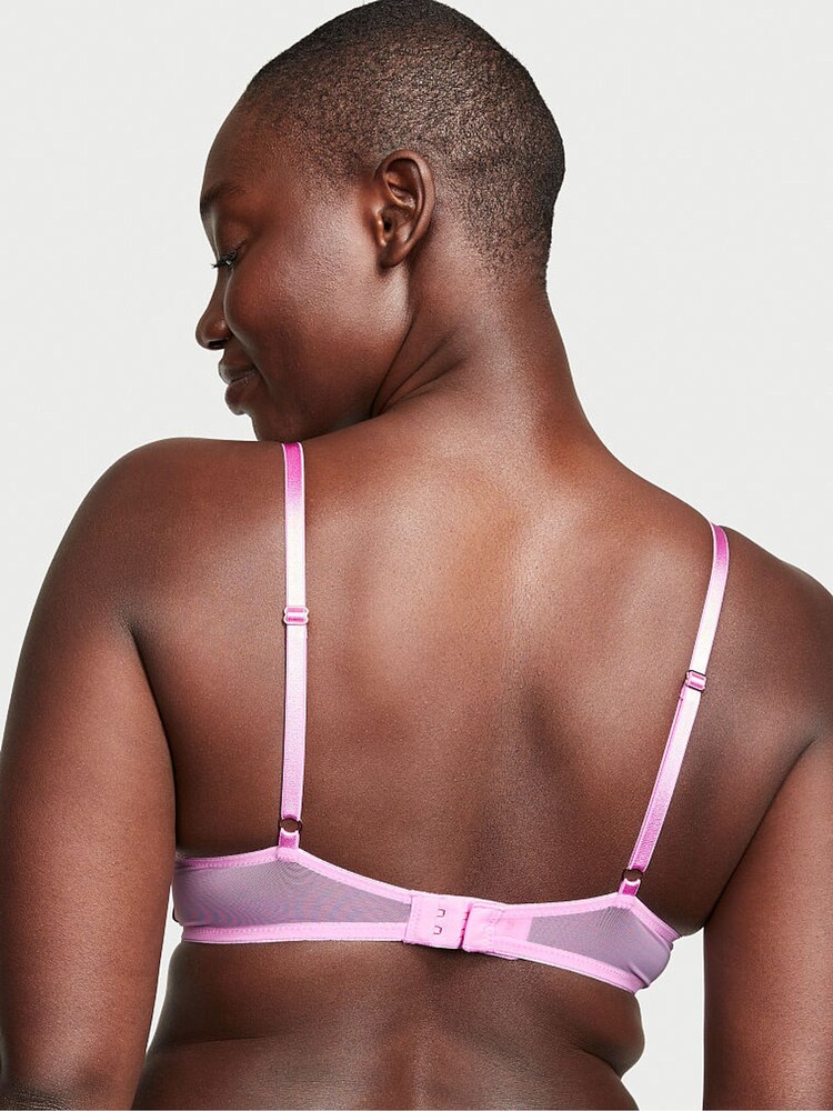 Victoria's Secret Pink Chiffon Push Up Embroidered Demi Bra - Image 2 of 3