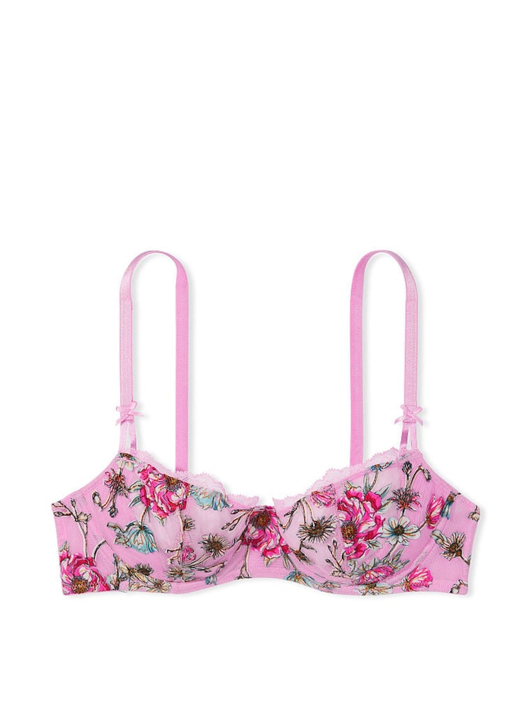 Victoria's Secret Pink Chiffon Unlined Balcony Embroidered Demi Bra - Image 3 of 3