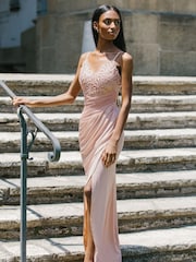 Lipsy Nude Applique Lace Cami Maxi Dress - Image 1 of 4