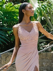 Lipsy Nude Applique Lace Cami Maxi Dress - Image 2 of 4