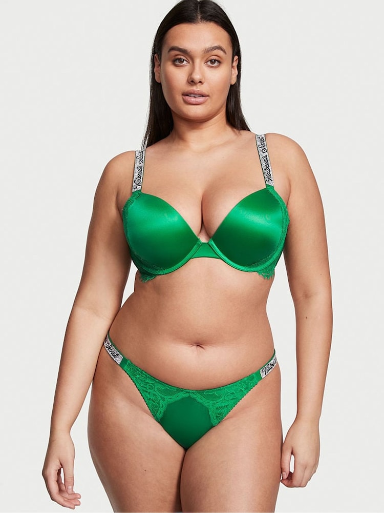 Victoria's Secret Verdant Green Smooth Thong Shine Strap Knickers - Image 1 of 2
