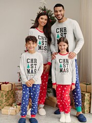 Society 8 Red Christmas Crew Matching Family Christmas PJ Set - Image 1 of 5