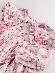 Pale Pink Floral Long Sleeve Collar Dress (3mths-7yrs) - Image 4 of 4