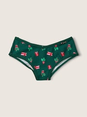 Victoria's Secret PINK Dark Garden Green Christmas Print Cotton Cheeky Knickers - Image 1 of 1