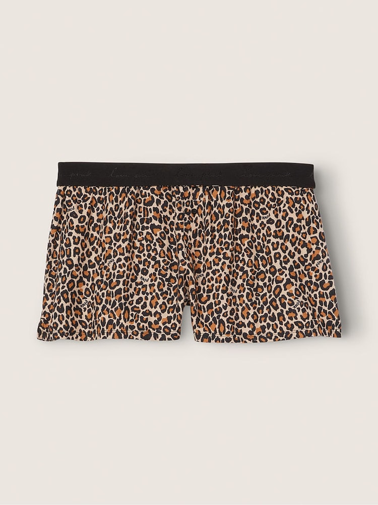 Victoria's Secret PINK Leopard Brown Flannel Pyjama Short - Image 3 of 3