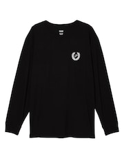 Victoria's Secret PINK Pure Black Long Sleeve Long Sleeve Oversized Campus T-Shirt - Image 4 of 4