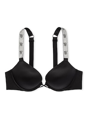 Victoria's Secret Black Monogram Bombshell Add 2 Cups Push Up Shine Strap Bra - Image 3 of 3
