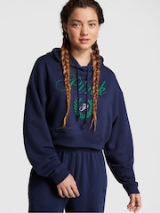 Victoria's Secret PINK Midnight Navy Blue Fleece Cropped Hoodie - Image 1 of 4