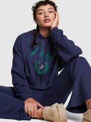 Victoria's Secret PINK Midnight Navy Blue Fleece Cropped Hoodie - Image 3 of 4