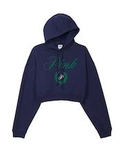 Victoria's Secret PINK Midnight Navy Blue Fleece Cropped Hoodie - Image 4 of 4