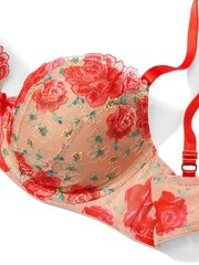 Victoria's Secret Tomato Red Embroidered Illuminating Blooms Demi Bra - Image 4 of 4