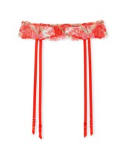Victoria's Secret Tomato Red Embroidered Illuminating Blooms Garter - Image 2 of 2