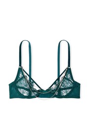 Victoria's Secret Black Ivy Green Lace Chain Ouvert Bra - Image 3 of 3