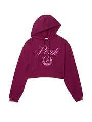 Victoria's Secret PINK Vivid Magenta Pink Fleece Cropped Hoodie - Image 3 of 3