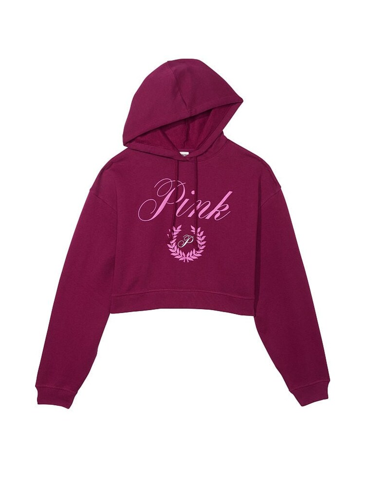 Victoria's Secret PINK Vivid Magenta Pink Fleece Cropped Hoodie - Image 3 of 3