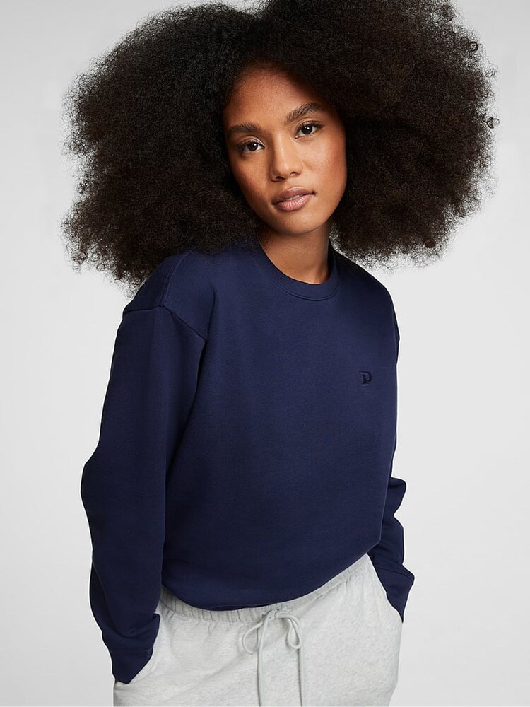 Victoria's Secret PINK Midnight Navy Blue Fleece Oversized Sweatshirt - Image 1 of 4 Victoria's Secret PINK Midnight Navy Blue Fleece Oversized Sweatshirt - Image 1 of 4