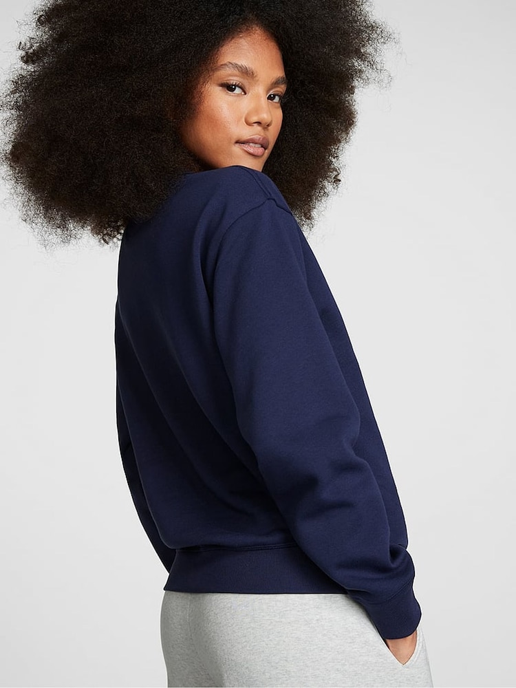 Victoria's Secret PINK Midnight Navy Blue Fleece Oversized Sweatshirt - Image 2 of 4 Victoria's Secret PINK Midnight Navy Blue Fleece Oversized Sweatshirt - Image 2 of 4