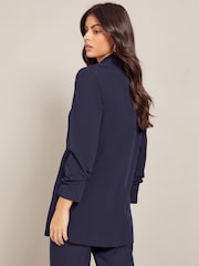 Friends Like These Navy Blue Petite Edge to Edge Tailored Blazer - Image 2 of 4