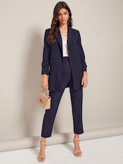 Friends Like These Navy Blue Petite Edge to Edge Tailored Blazer - Image 3 of 4
