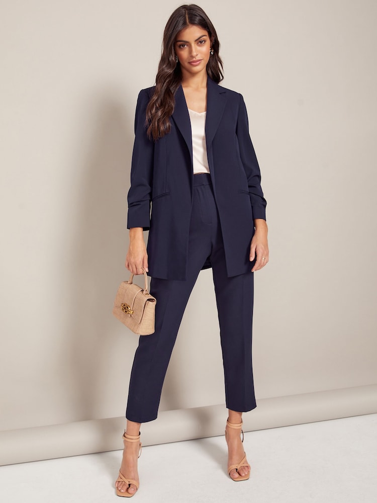 Friends Like These Navy Blue Petite Edge to Edge Tailored Blazer - Image 3 of 4