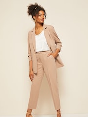 Friends Like These Neutral Camel Petite Tailored Ankle Grazer Trousers - Image 3 of 4