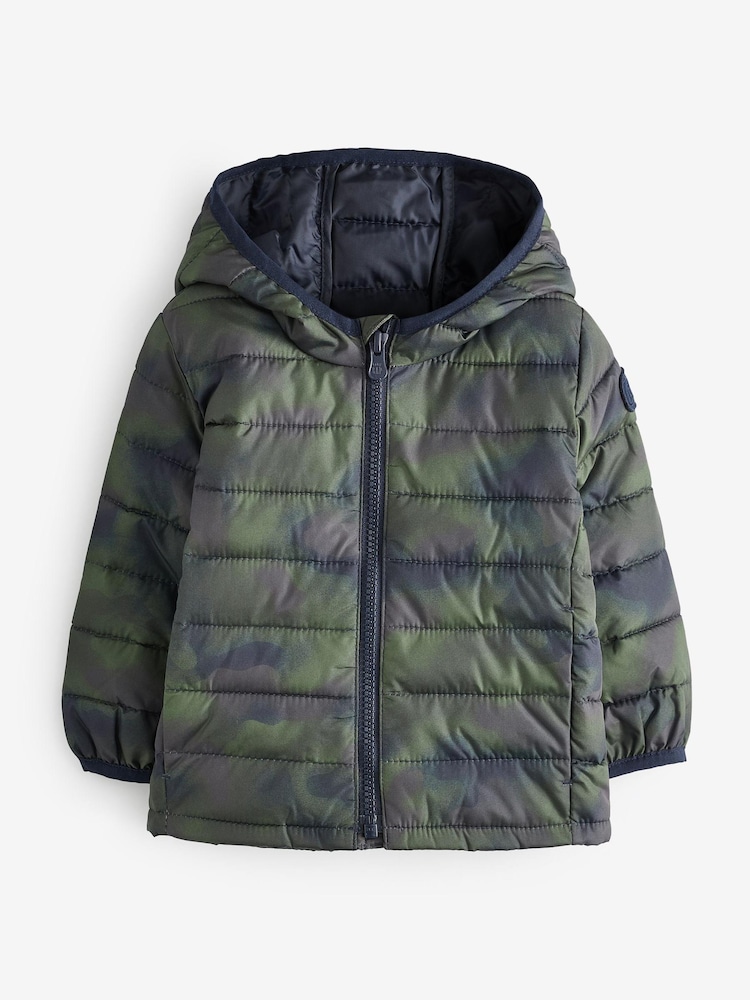 Gap Green Camo Water Resistant Recycled Lightweight Puffer Jacket - Image 1 of 4