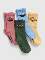 Gap Green Multi Sesame Street Crew Socks 4 Pack - Image 1 of 1