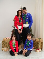 Society 8 Red Elf Matching Family Elf Christmas Jumper - Image 1 of 5