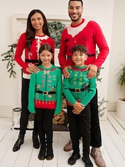 Society 8 Red Santa Matching Family Christmas Jumper - Image 1 of 5