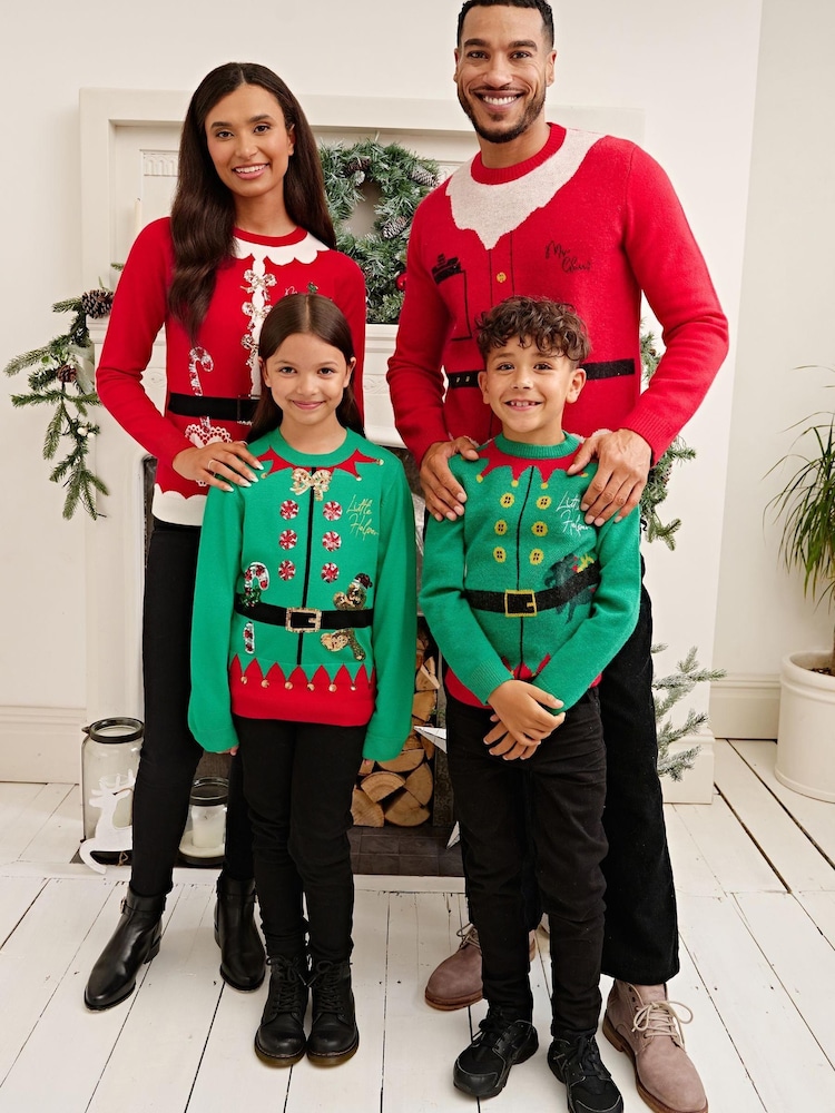 Society 8 Red Santa Matching Family Christmas Jumper - Image 1 of 5