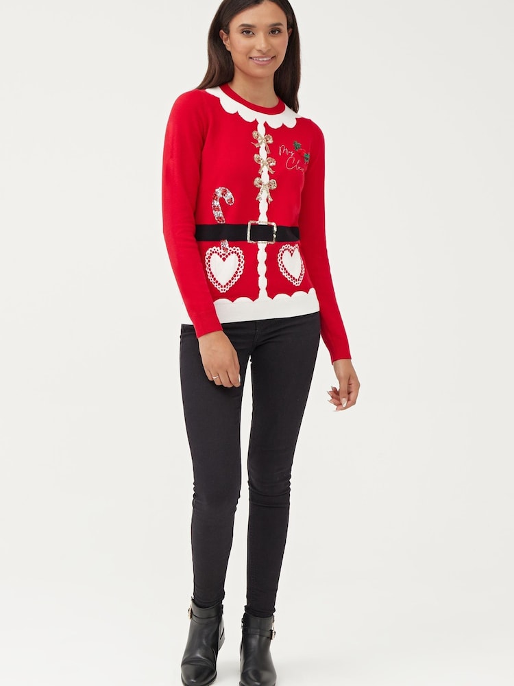 Society 8 Red Santa Matching Family Christmas Jumper - Image 2 of 5