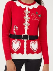 Society 8 Red Santa Matching Family Christmas Jumper - Image 5 of 5