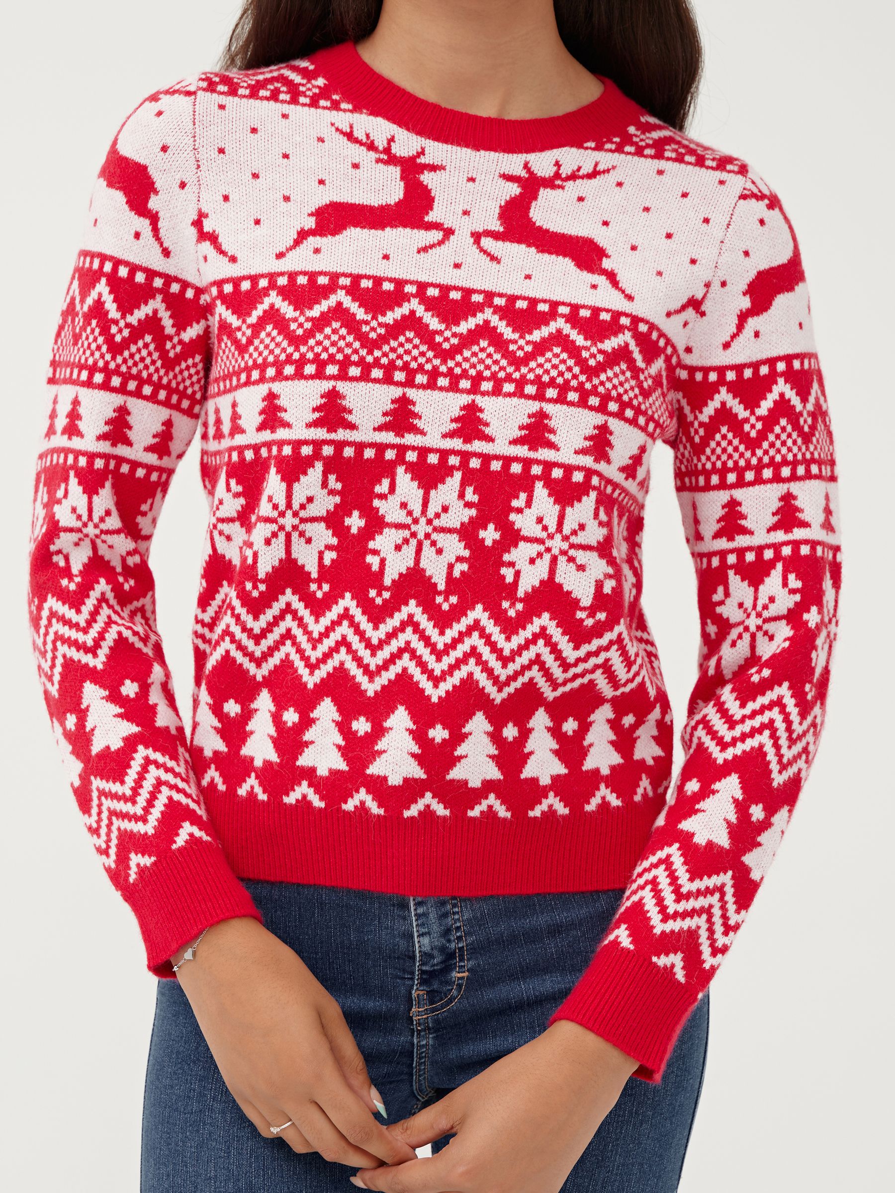 Buy Society 8 Red Reindeer Fairisle Matching Family Reindeer Christmas Jumper from Next Belgium