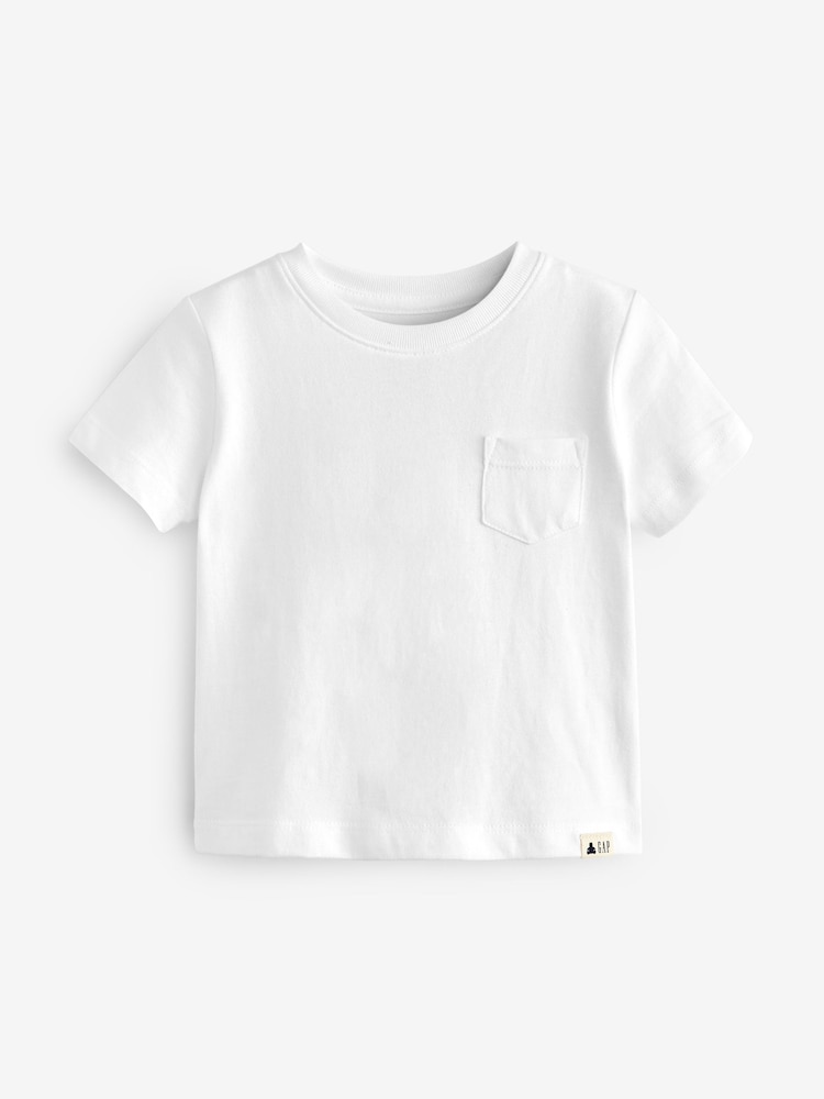 Gap White Pocket Short Sleeve Crew Neck T-Shirt (12mths-5yrs) - Image 1 of 3 Gap White Pocket Short Sleeve Crew Neck T-Shirt (12mths-5yrs) - Image 1 of 3