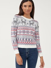 Society 8 White Lapland Matching Family Lapland Christmas Jumper - Image 3 of 5