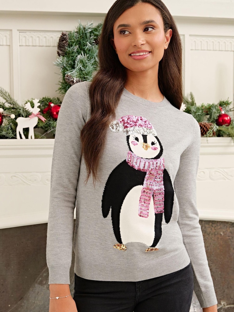 Society 8 Light Grey Christmas Jumper - Women - Image 1 of 5
