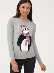 Society 8 Light Grey Christmas Jumper - Women - Image 4 of 5
